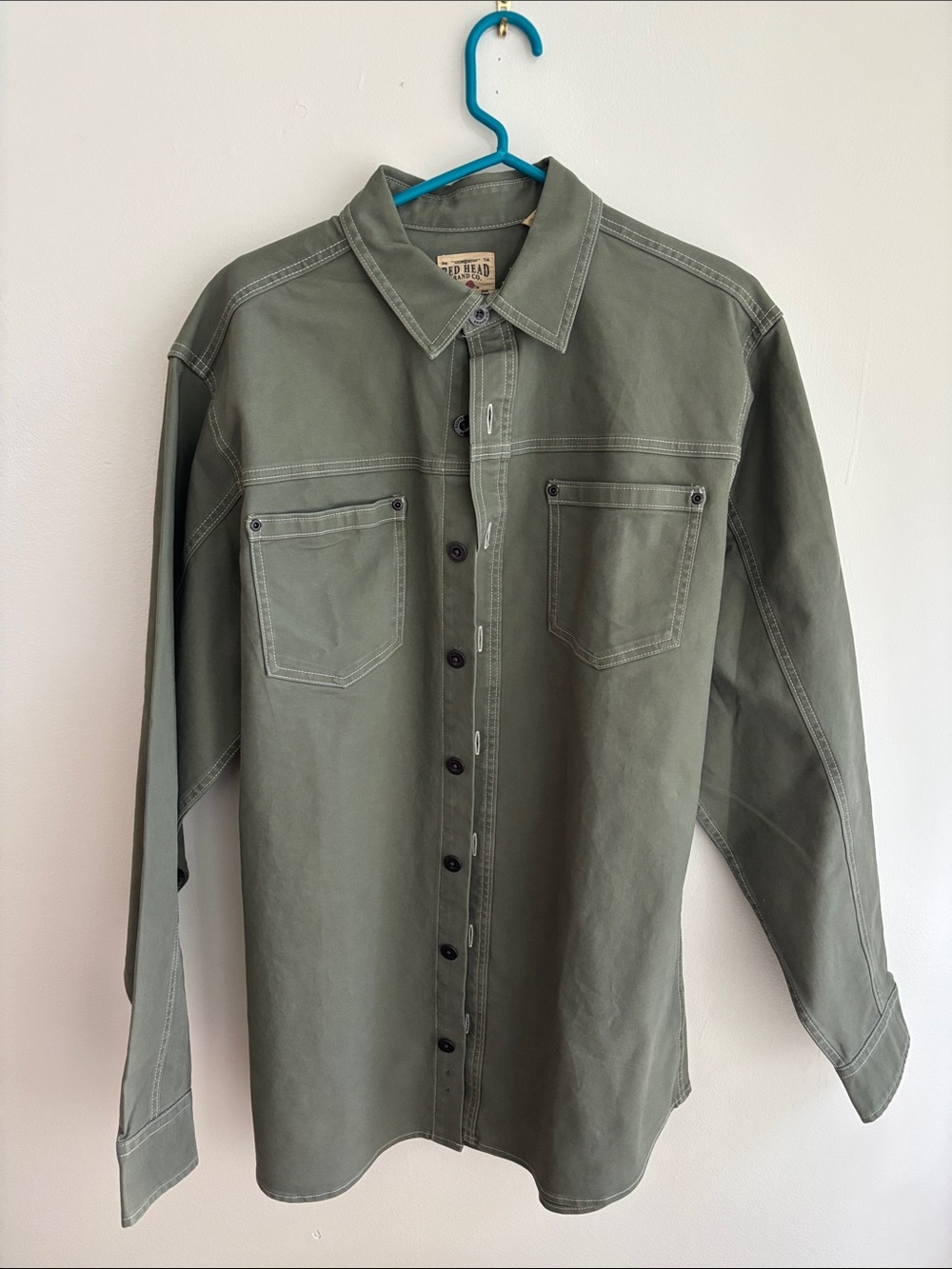 Red Head Brand Co. green 100% cotton shirt jacket